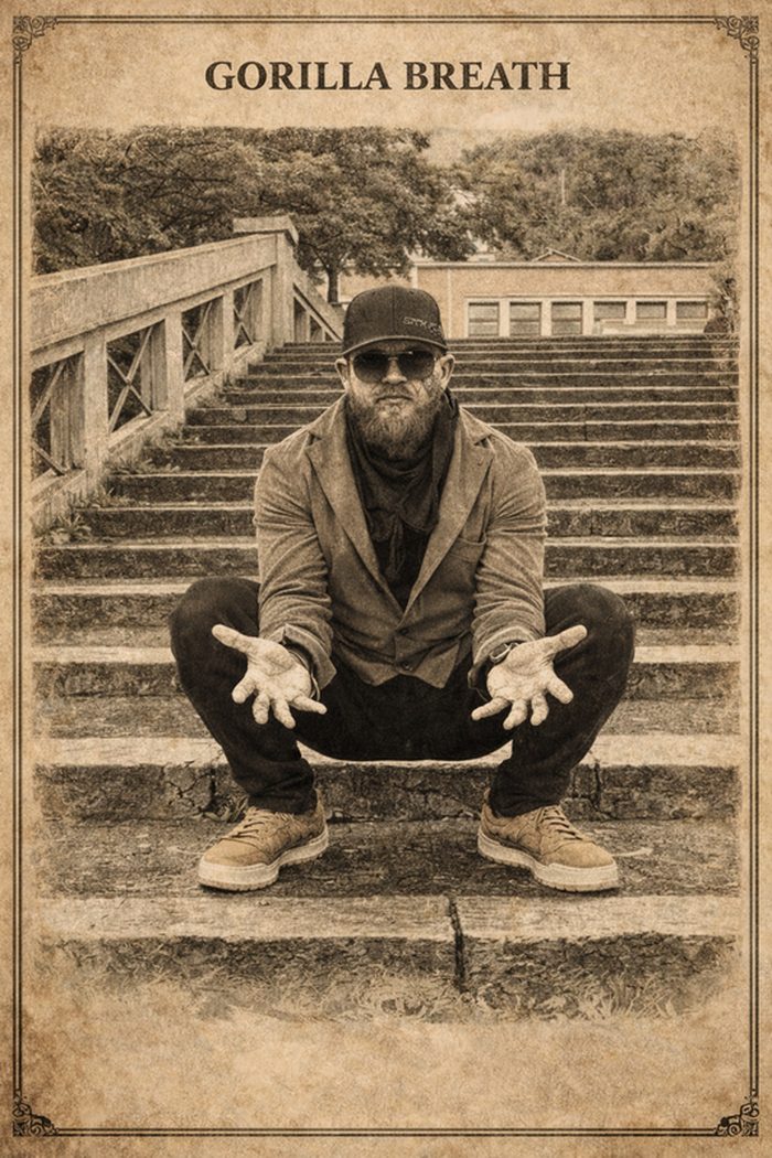 Instructor Anderson demonstrating the Gorilla's Breath deep squat stance