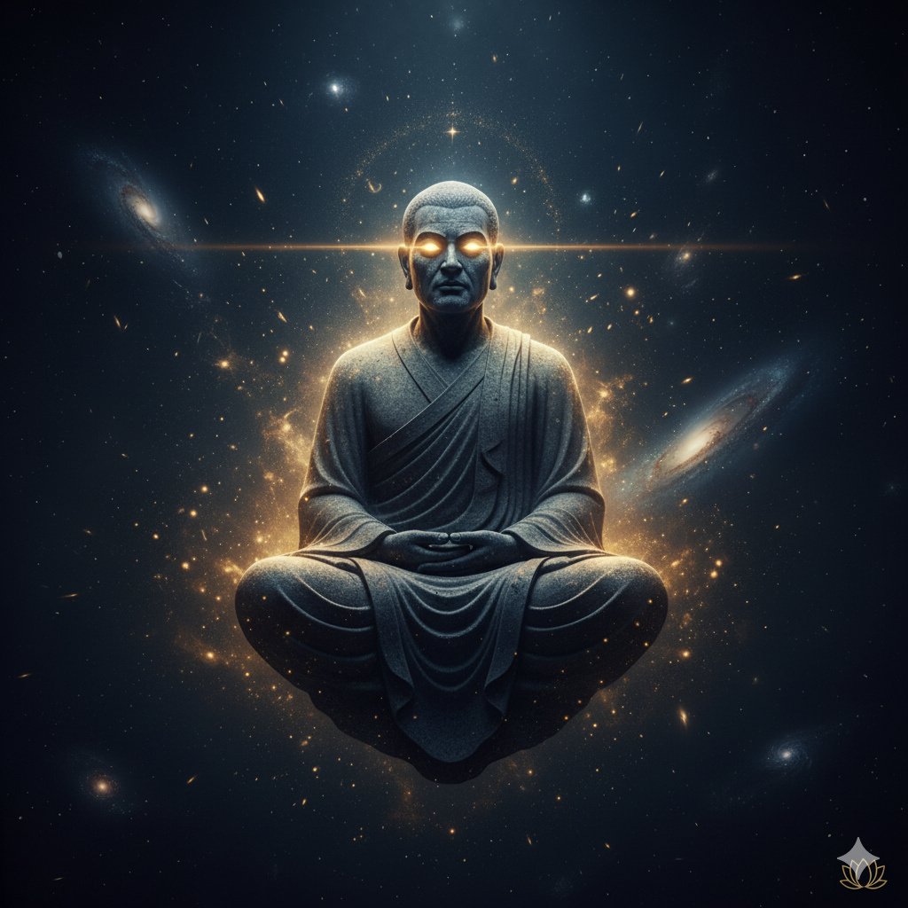 Virilitas Volume 2 cover art — a meditating stone figure among galaxies, symbolizing sacred masculinity
